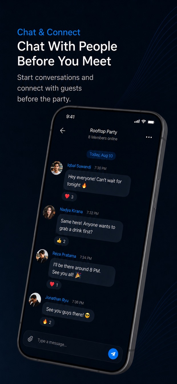 Reparty — chat with guests before the party