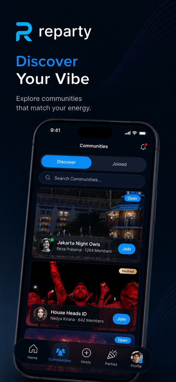 Reparty — discover communities