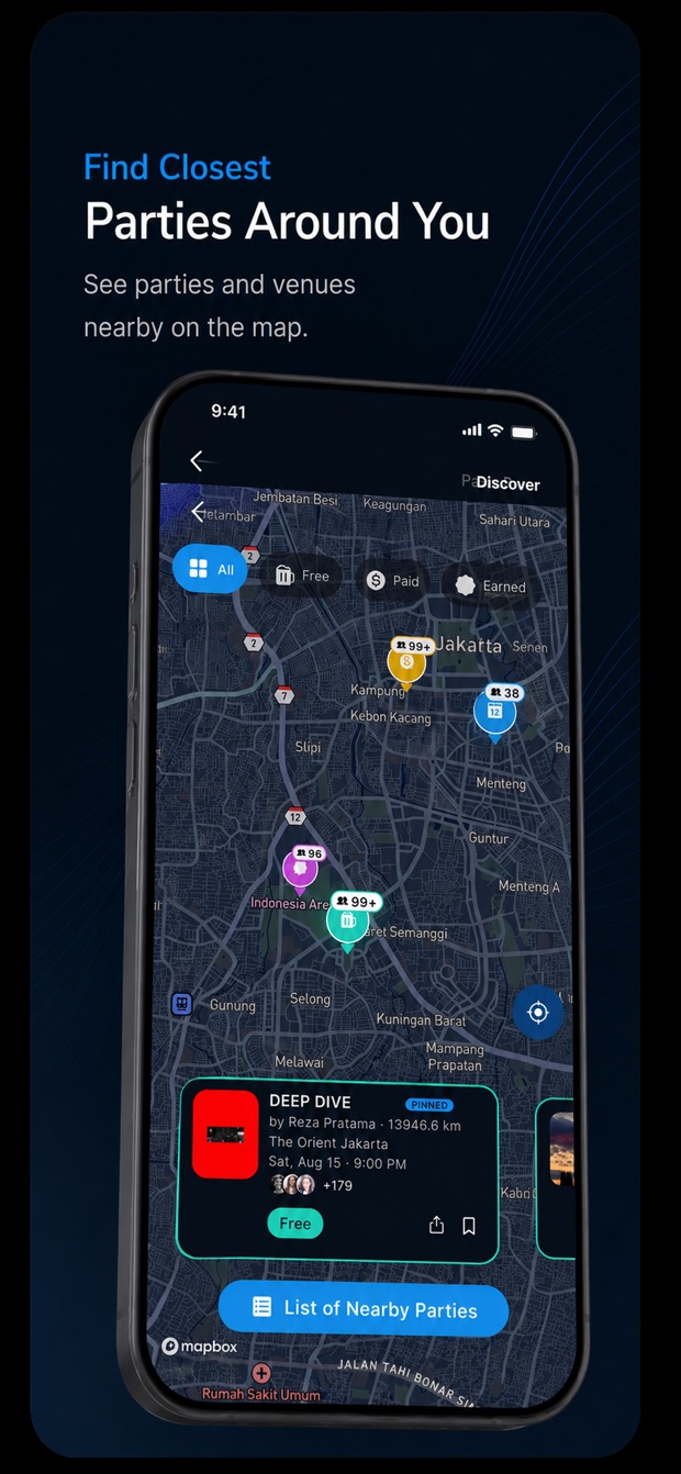 Reparty — find parties nearby on the map