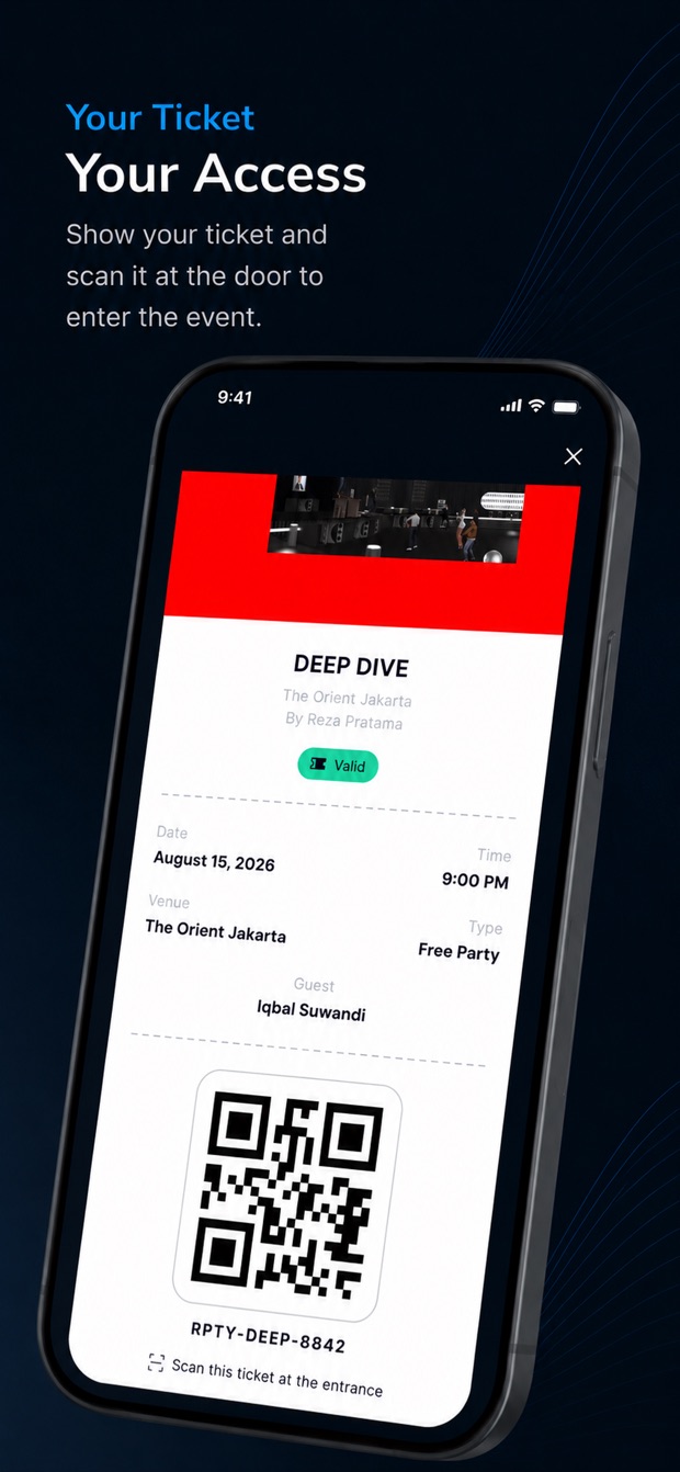 Reparty — digital ticket with QR check-in